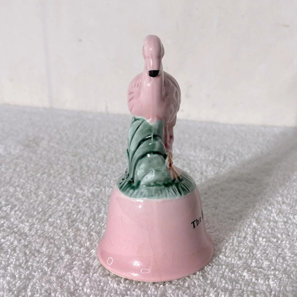 Vintage Pink Ceramic Flamingo Bell Bahamas Kitschy  Travel Souvenir - Picture 5 of 10